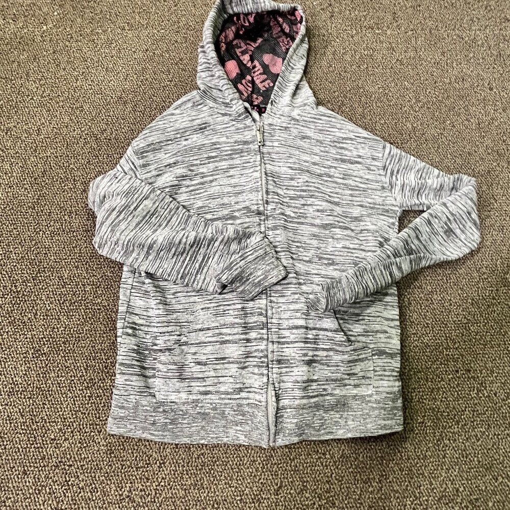 Thrill 94 Grey Hoodie with "Love" Lining in Hood